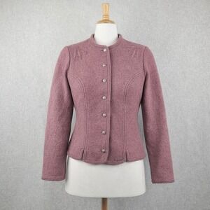 Geiger Austria Cardigan Jacket Womens 38 Dusty Rose Boiled Wool Chic Luxury